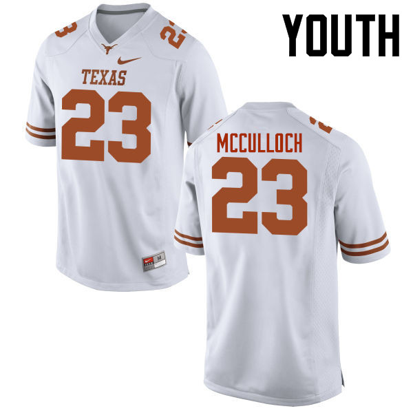 Youth #23 Jeffrey McCulloch Texas Longhorns College Football Jerseys-White